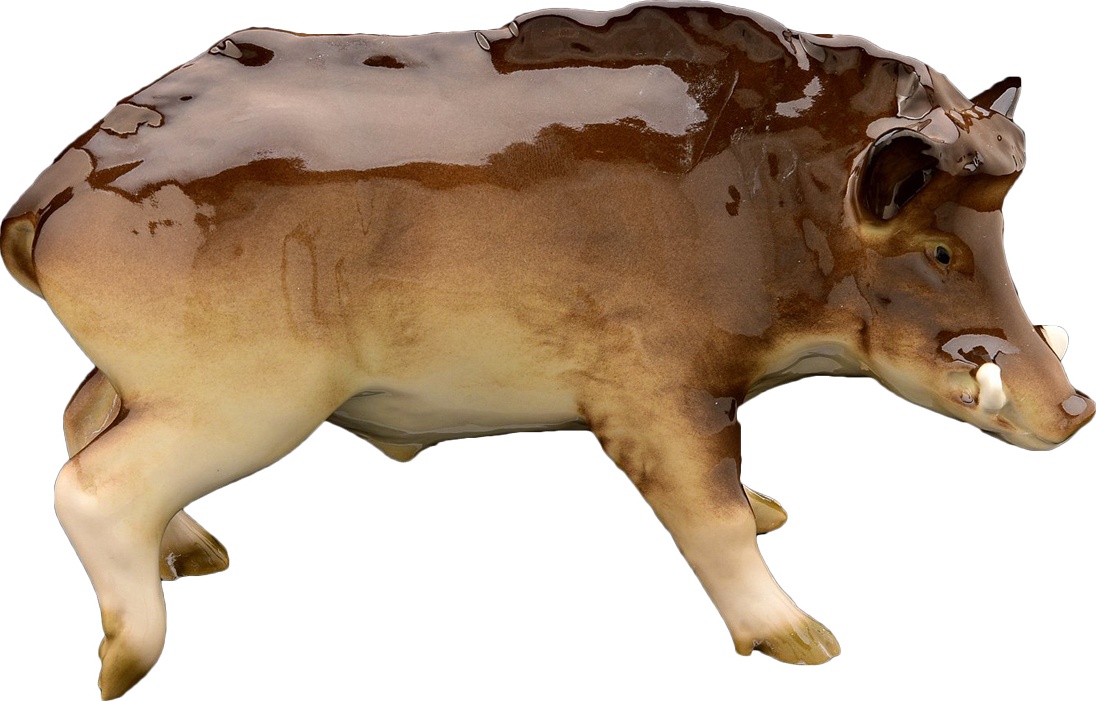 1049394 Императорский фарфоровый завод Скульптура "Кабан-секач" Твёрдый фарфор 