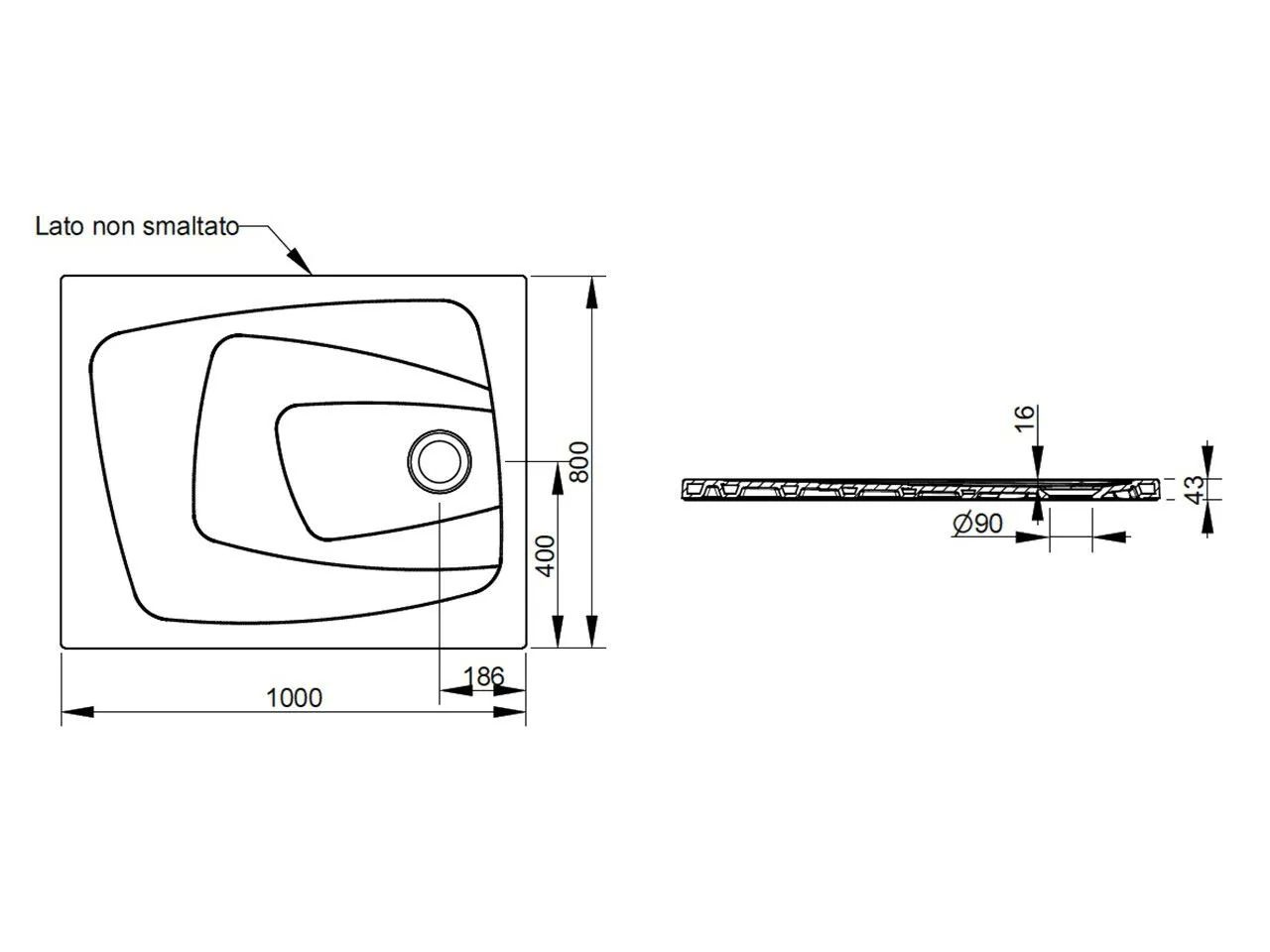 Керамический нескользящий прямоугольный поддон для душа Ceramica Dolomite за пределами ARCH-00148401 - Вид №110