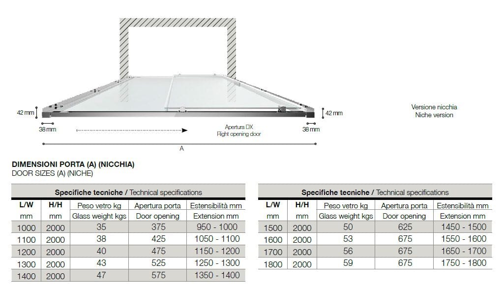 Алюминиевая и стеклянная нишевая душевая кабина TAMANACO EASYPSC50 ARCH-00057879 - Вид №5