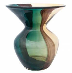Ваза декоративная серая с зеленым Inka Glass Vase MAK-INTERIOR - 093521 Зеленый;серый