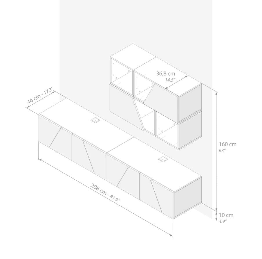 Модульная стена установила оборудованную стену в меламинированном Mobili Fiver EMMA ARCH-00091039 - Вид №56