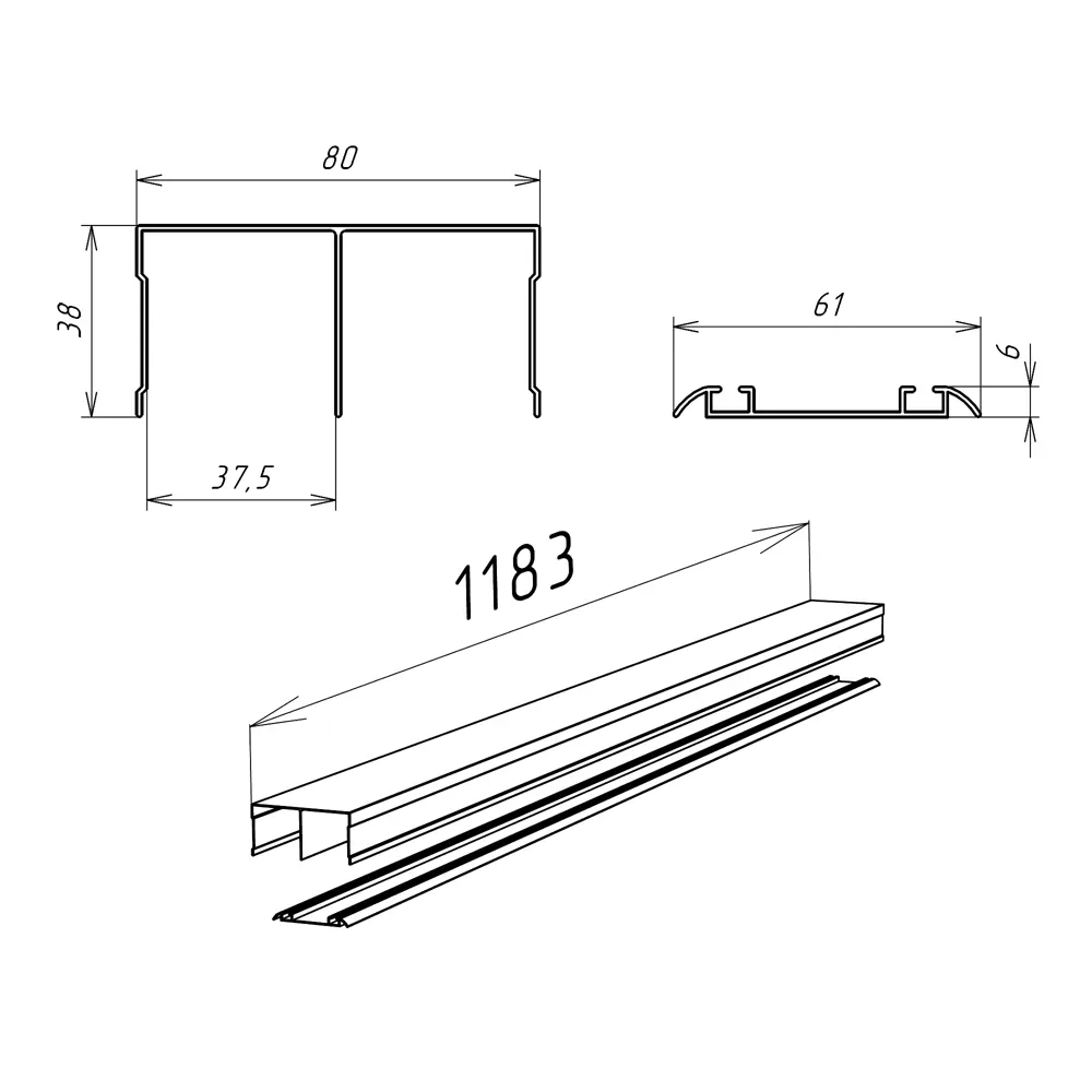 Комплект направляющих для раздвижных дверей KONSENSA 118.3 см цвет белый STLM-2077052 - Вид №1