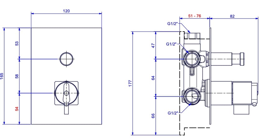 Термостатический встраиваемый смеситель для душа Bugnatese Tetris ARCH-00143632 - Вид №2
