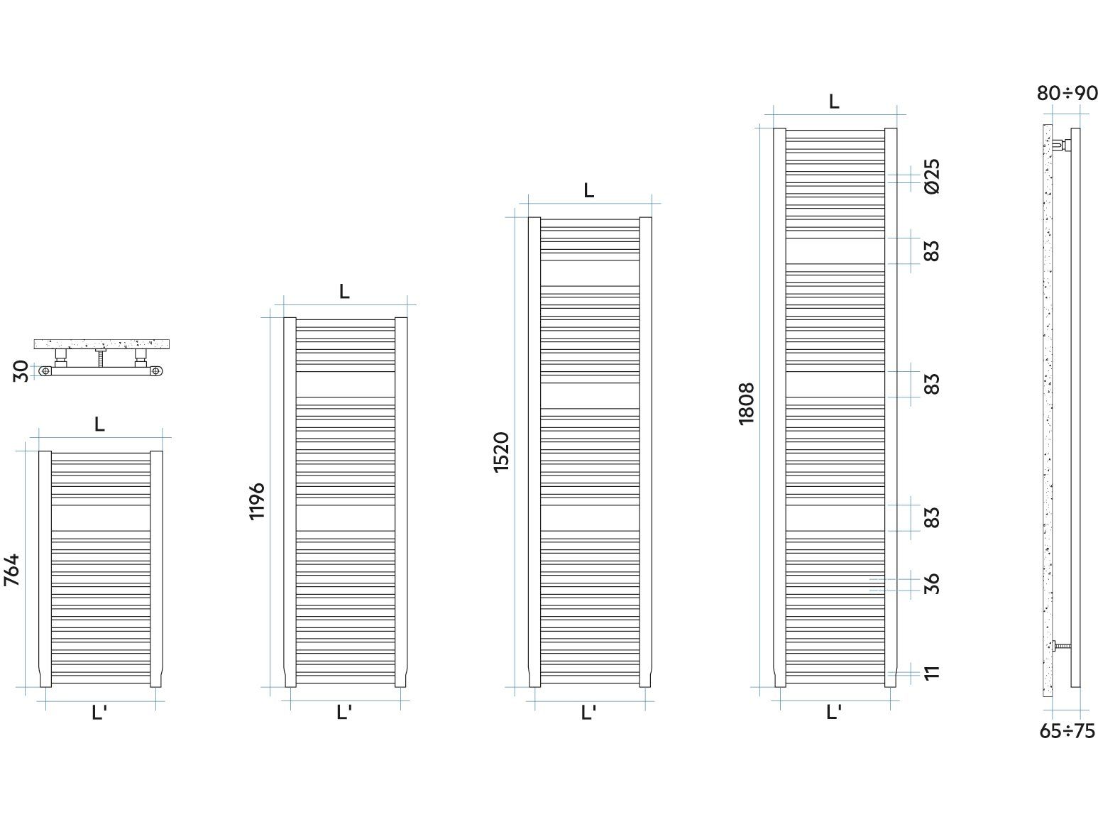 Стальной радиатор для ванной комнаты Irsap Novo ARCH-00100256 - Вид №8