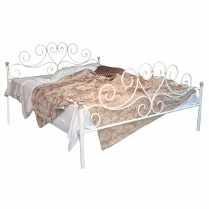 Кованая двуспальная кровать 160х200 с двумя спинками белая "Кармен" FRANCESCO ROSSI КАРМЕН 134643 Белый