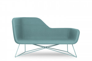 SL5000 2 seater sofa with asymmetric high backrest and varnished steel base True Design Slight