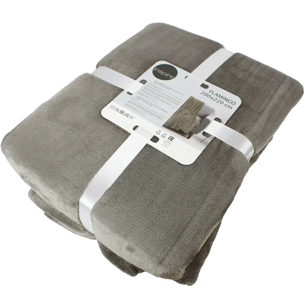 Плед Flamingo 200x220 см микрофибра цвет серо-бежевый INSPIRE STLM-2146633