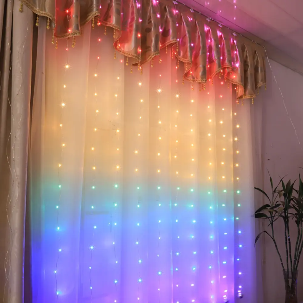 Электрогирлянда комнатная Занавес 2x2 м 200 LED разноцветный свет 8 режимов Santreyd STLM-2119910