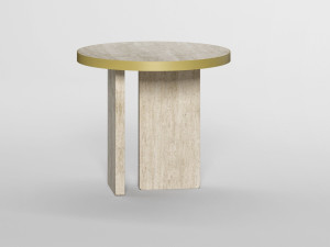 Травертин круглый журнальный столик