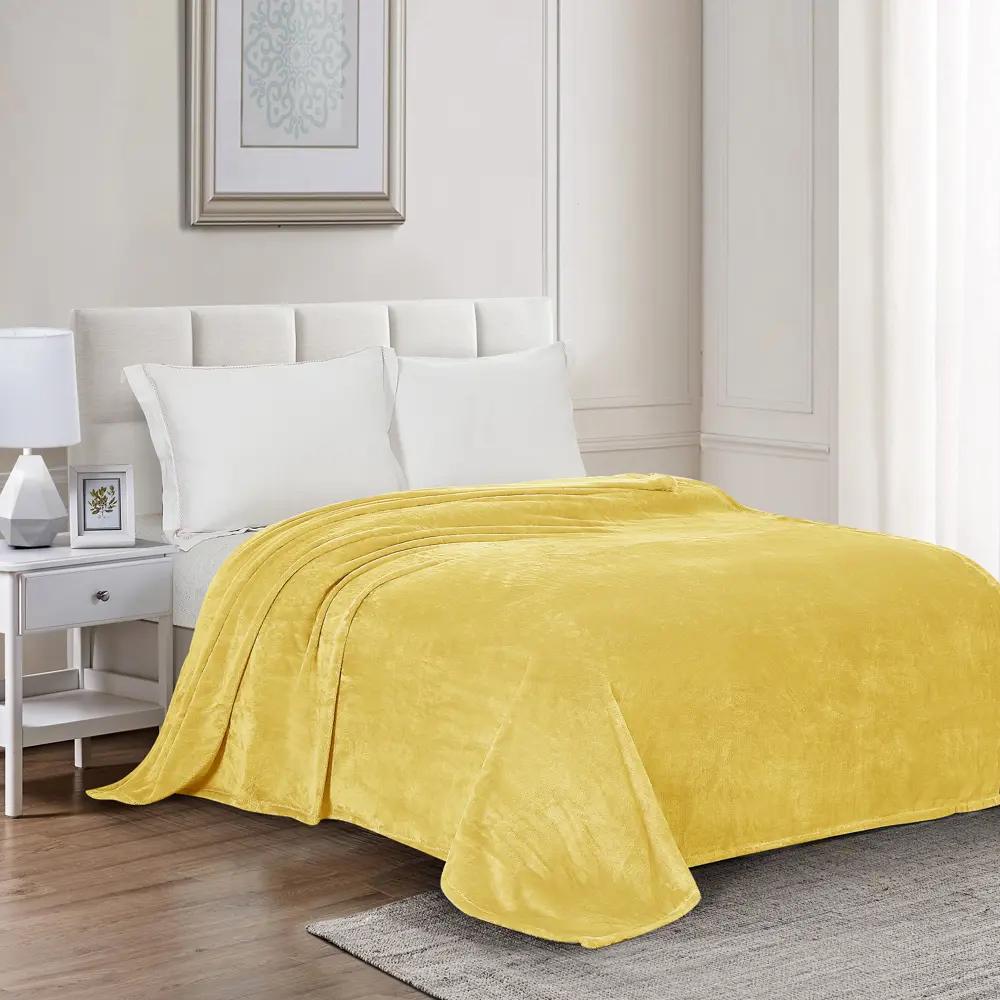 Плед First Ginger4 140х200 см велсофт цвет горчичный СТОЛИЦА ТЕКСТИЛЯ STLM-2117592 - Вид №4