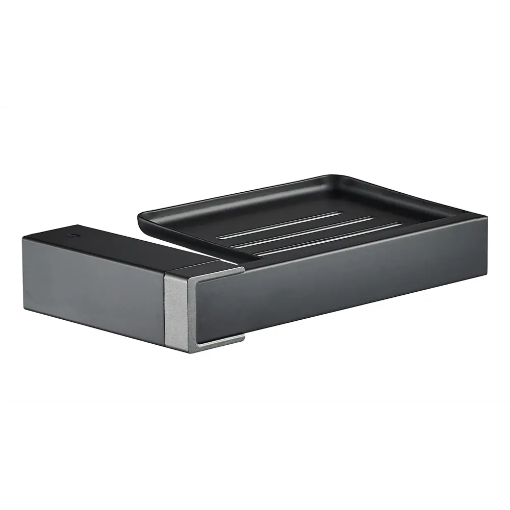 Мыльница Swensa Flat подвесная металл цвет черно-серебристый STLM-2063637