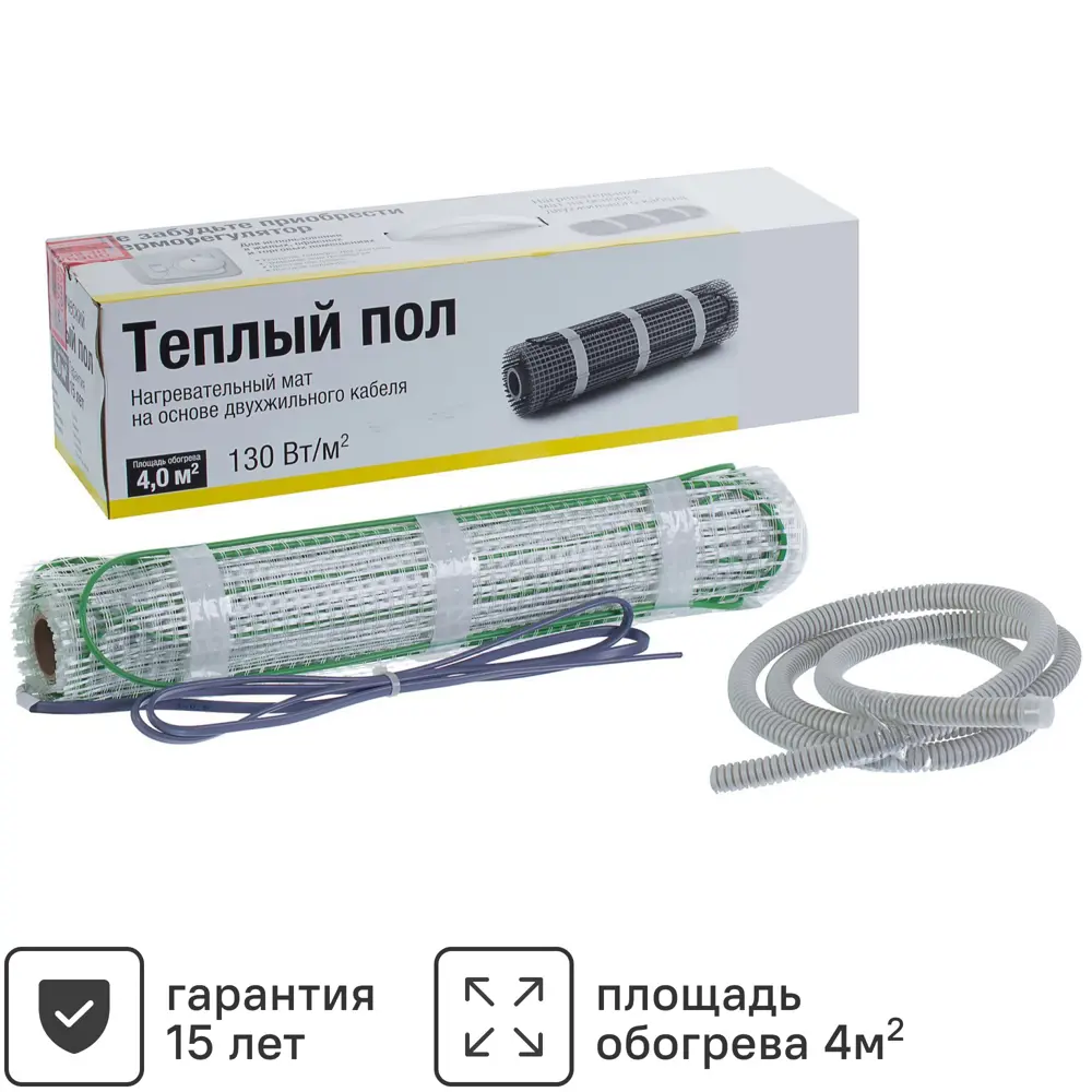 Нагревательный мат для теплого пола 4 м2 520 Вт ТЕПЛОЛЮКС STLM-2010229