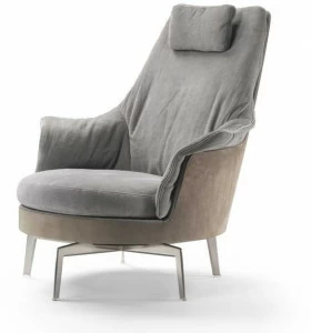 Flexform Вращающееся кресло из ткани с высокой спинкой Guscioalto