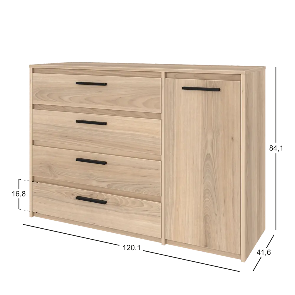 Комод Лион 4 ящика 120x84x41,6 см ЛДСП цвет дуб комано 89428041 STLM-2112715 Santreyd - Вид №6