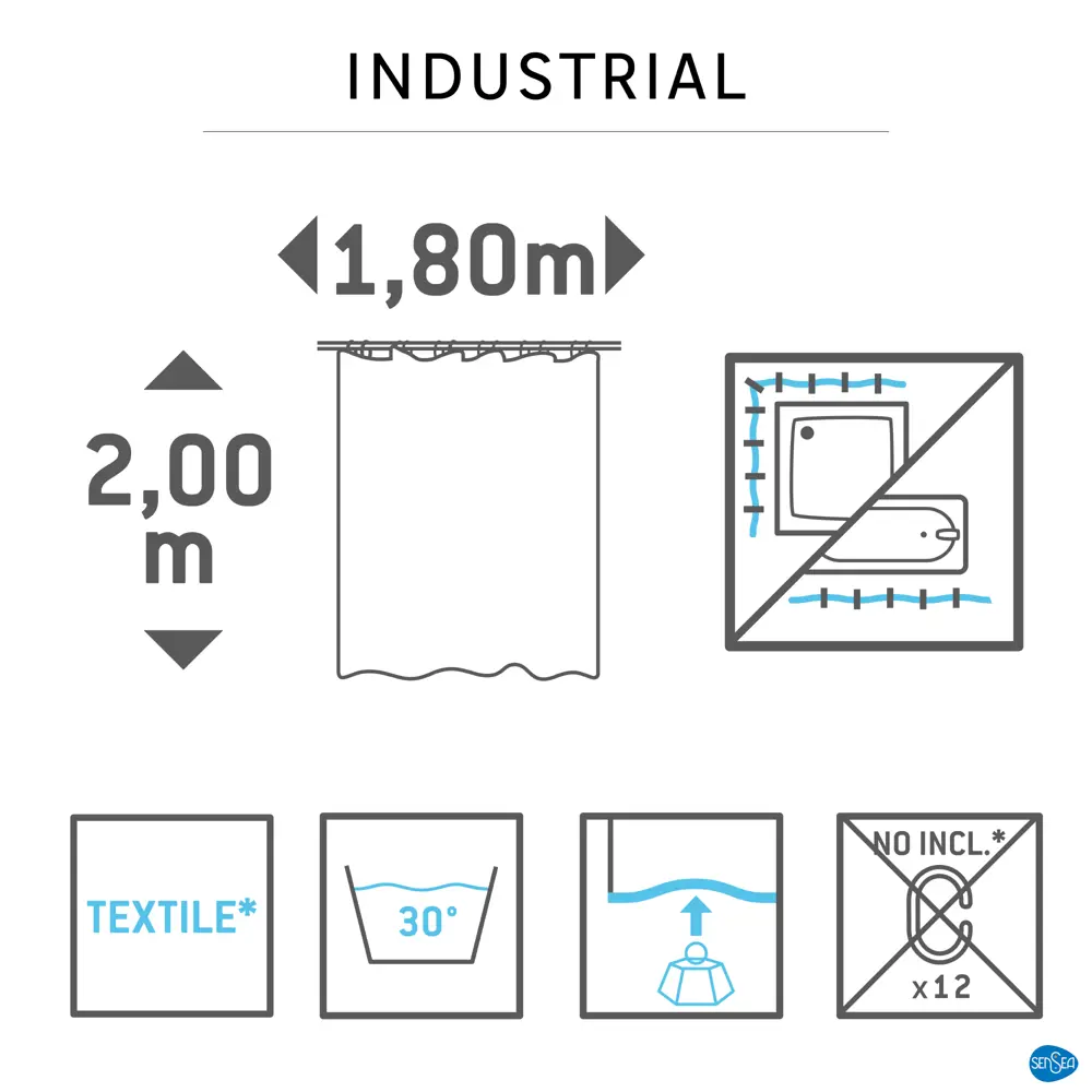 Штора для ванной Sensea Industrial 180x200 см полиэстер цвет мультиколор STLM-2205971 - Вид №5