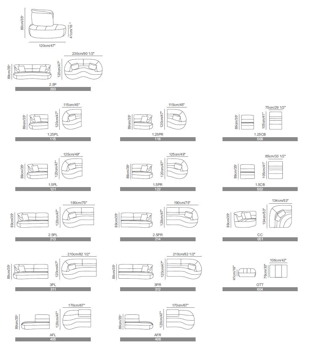 Модульный угловой диван из ткани CAMPO DE' FIORI SHROOM ARCH-00028651 - Вид №20