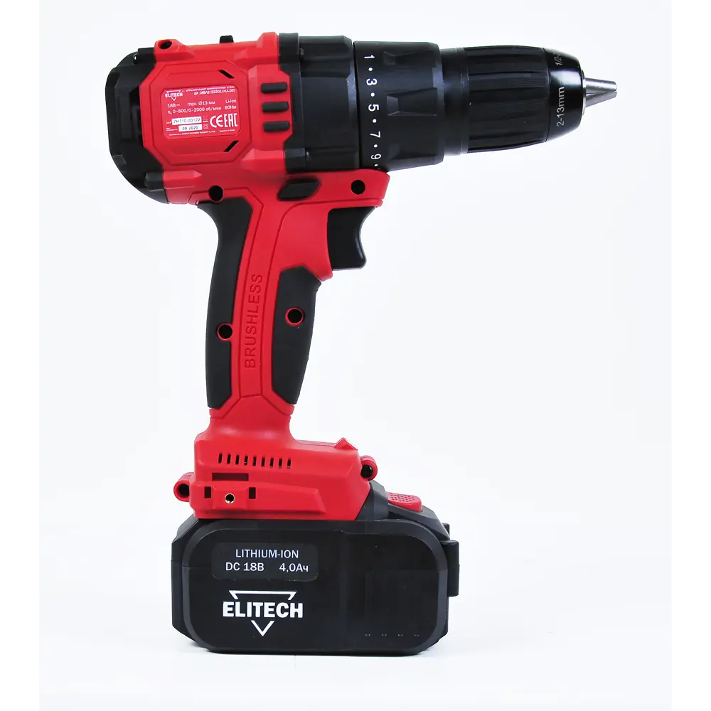 Дрель-шуруповерт аккумуляторная Elitech ДА 18БЛ2 E2201.011.02, 18 В Li-ion 2x4 Ач STLM-2093326 - Вид №5