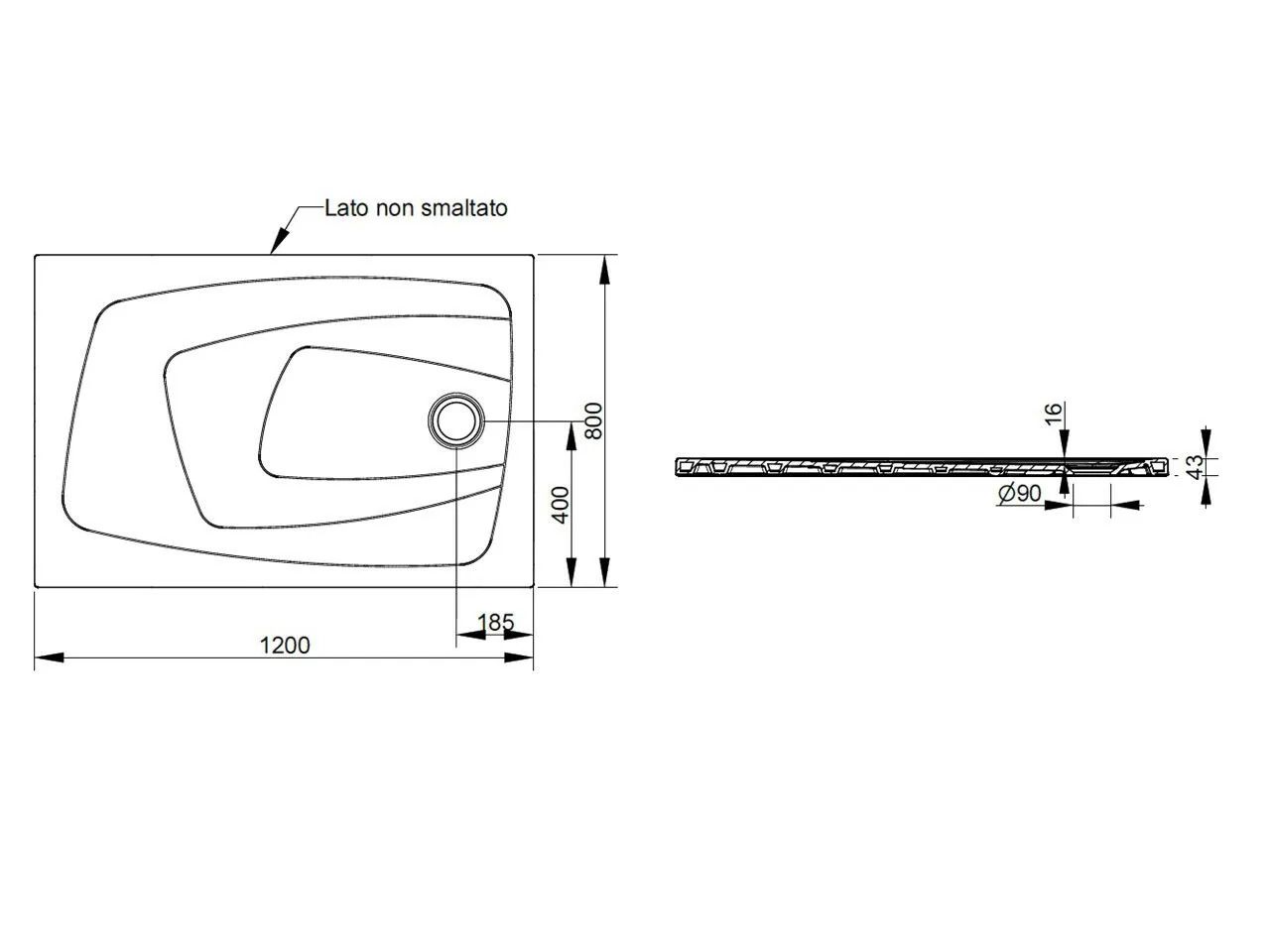 Керамический нескользящий прямоугольный поддон для душа Ceramica Dolomite за пределами ARCH-00148401 - Вид №111
