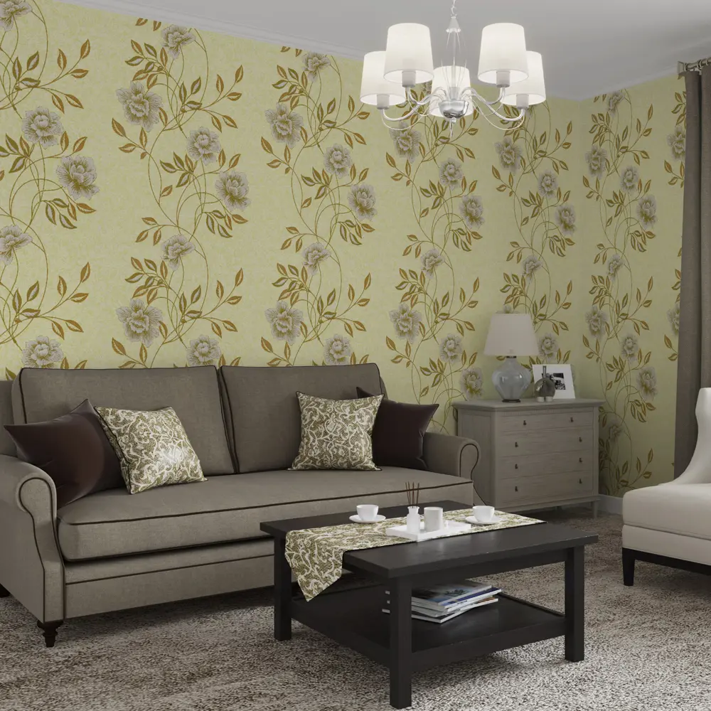 Обои виниловые Палитра Home Color зеленые 0.53 м 136-77 Jardin STLM-2076522 - Вид №3