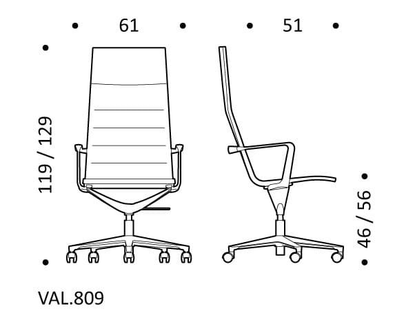 5-спицевое вращающееся офисное кресло с тканевыми колесами ICF Valea ARCH-00111459 - Вид №10