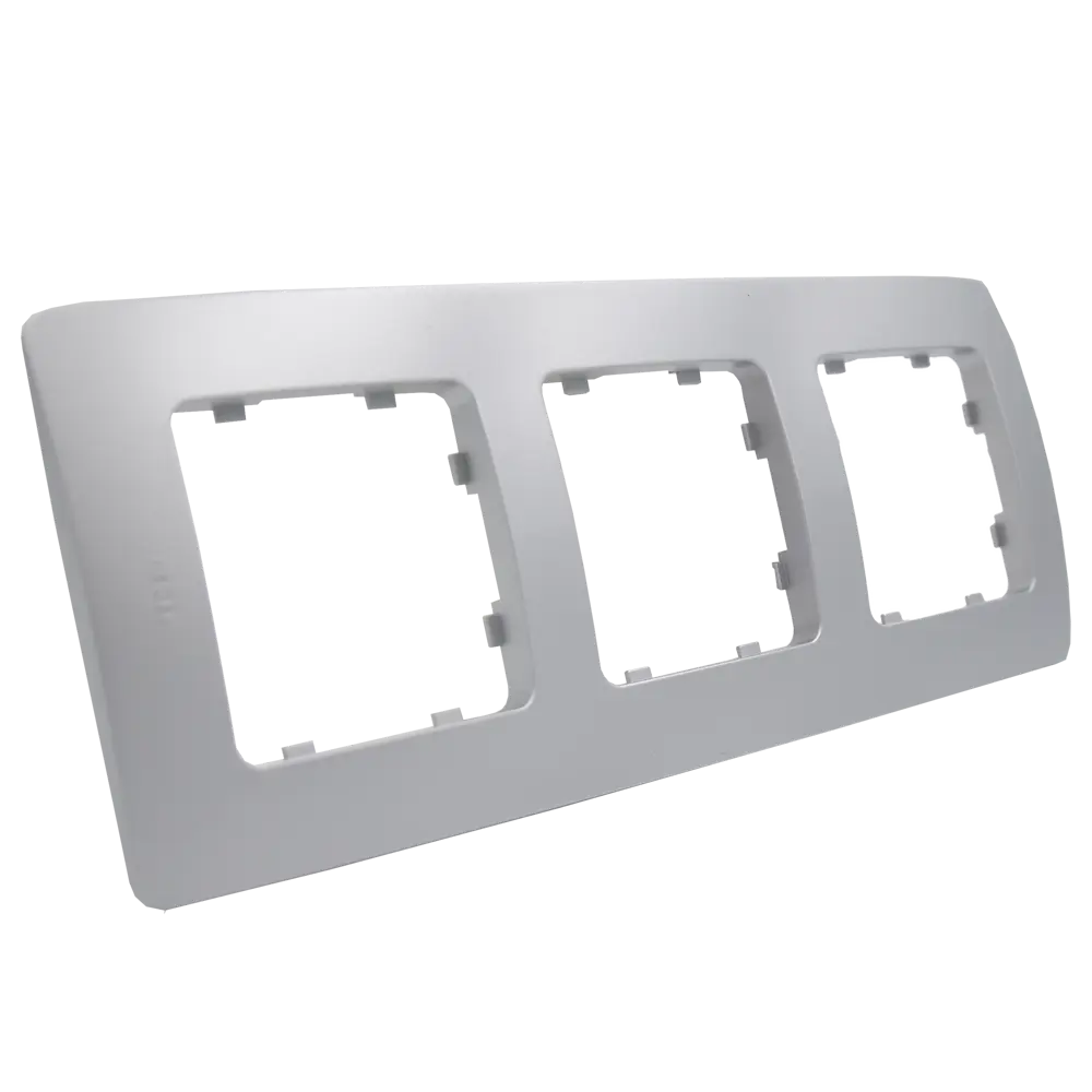 Рамка для розеток и выключателей Hegel 3 поста цвет серебро STLM-2163976 - Вид №1