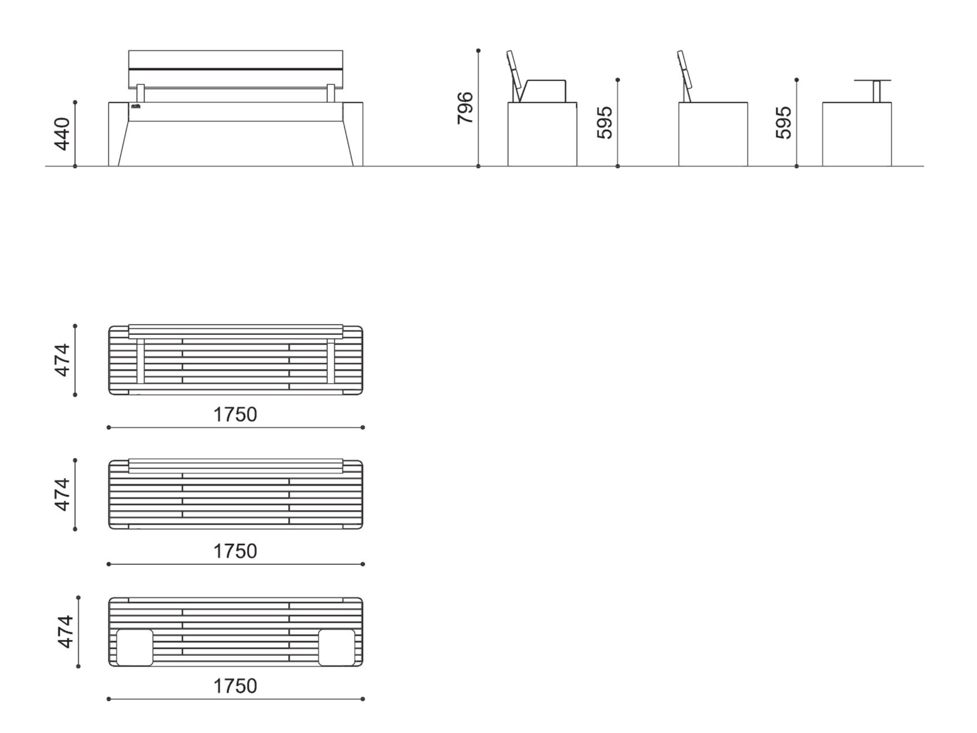Стальная и деревянная скамья со спинкой City Design Fòla ARCH-00131228 - Вид №2