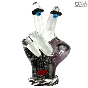 4695 ORIGINALMURANOGLASS Провокацинная скульптура Средний палец - Pop Art - Пикассо - муранское стекло 15 см