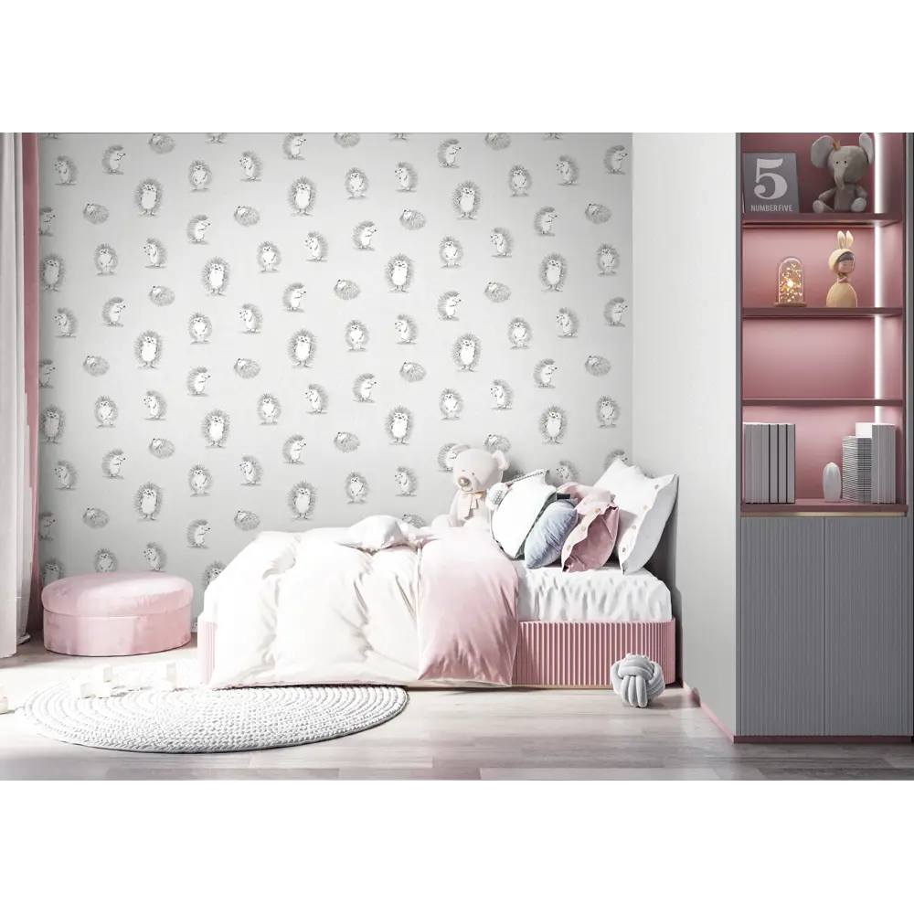 Обои флизелиновые Ateliero Ежики серые 1.06 м AT88292-06 Ёжики STLM-2203483 - Вид №4