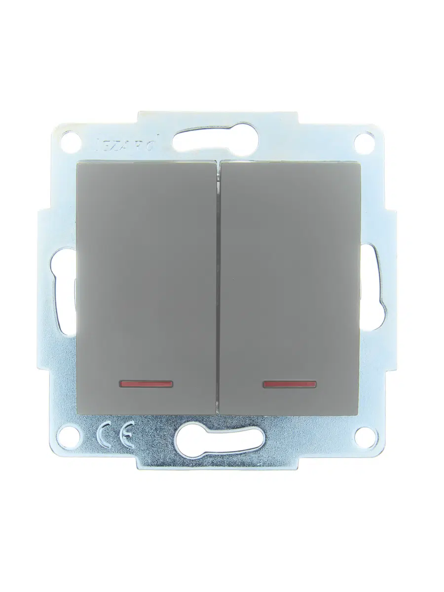 ASTI Выключатель двойной с подсветкой платина механизм LEZARD 7081-3588-112