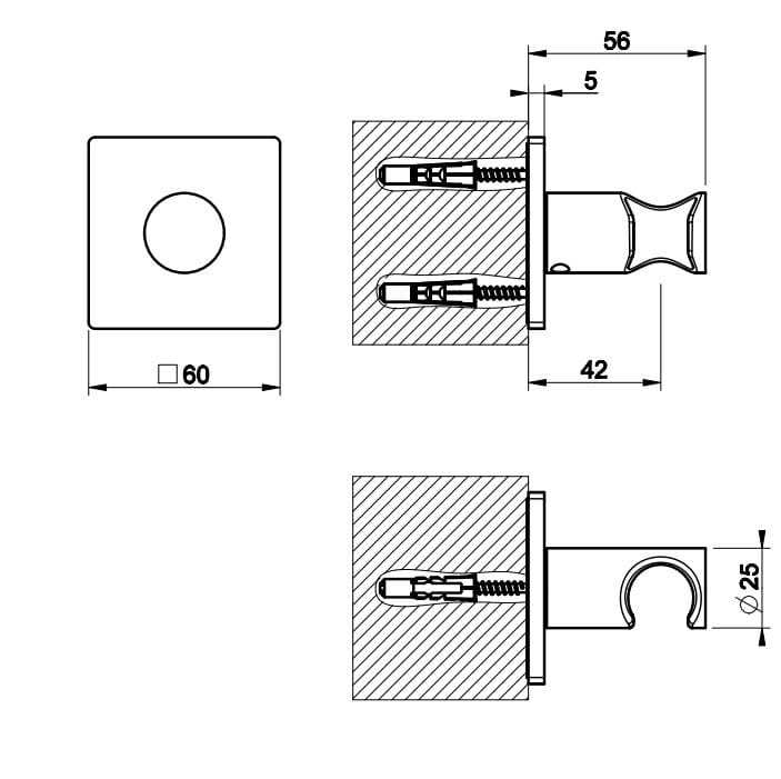 Держатель для душа из хромированной латуни Gessi реверс ARCH-00064588 - Вид №2