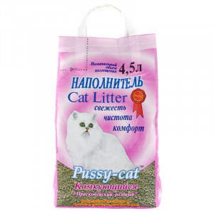Т0024010*3 Наполнитель для кошачьего туалета комкующийся 4,5л (упаковка - 3 шт) PUSSY CAT