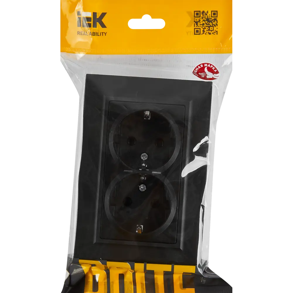 IEK Brite — двойная розетка черная встраиваемая с заземлением 87761573 STLM-1118220 - Вид №4