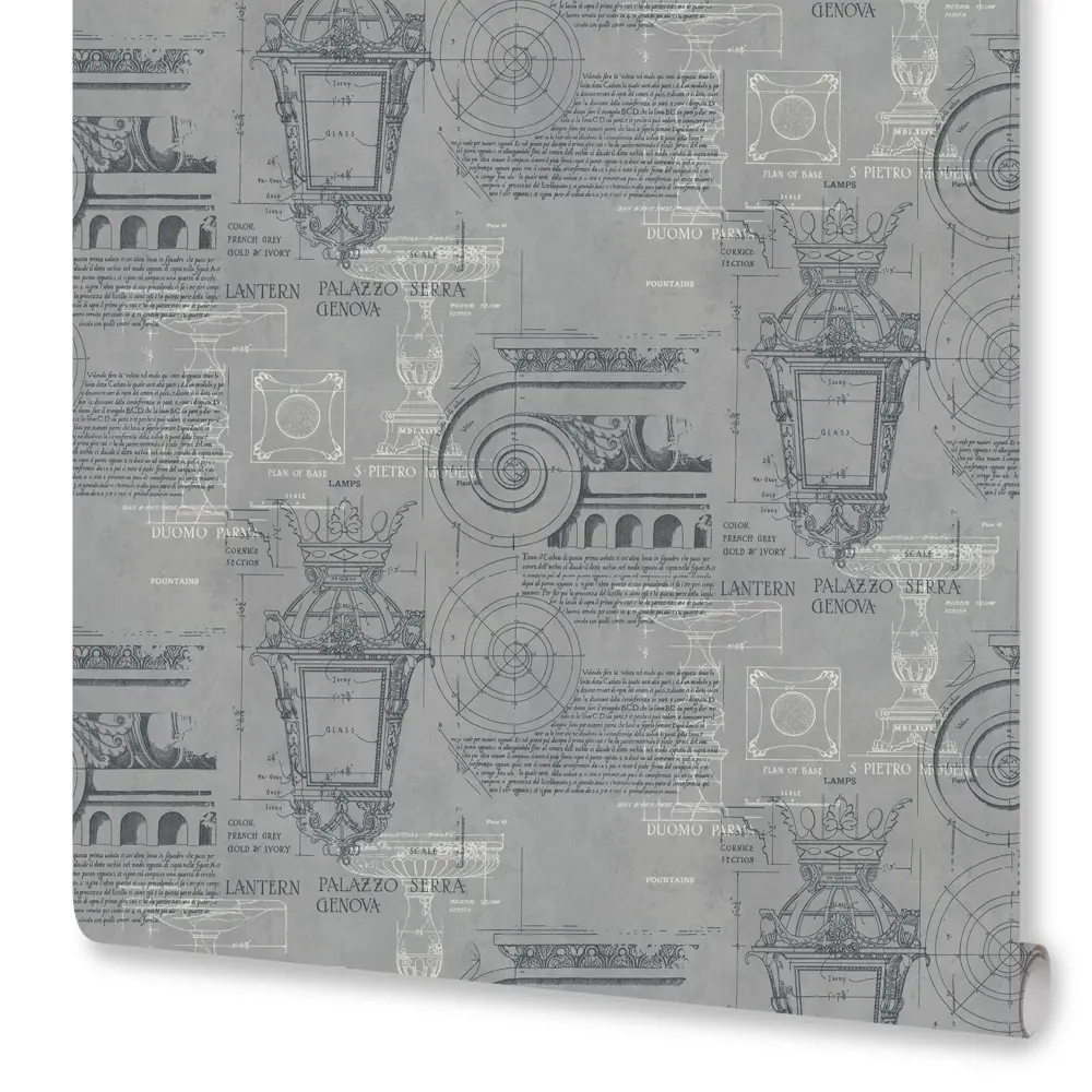Обои флизелиновые Euro Decor Vitruvi серые текстурные 1.06 м 89437890 STLM-1582093