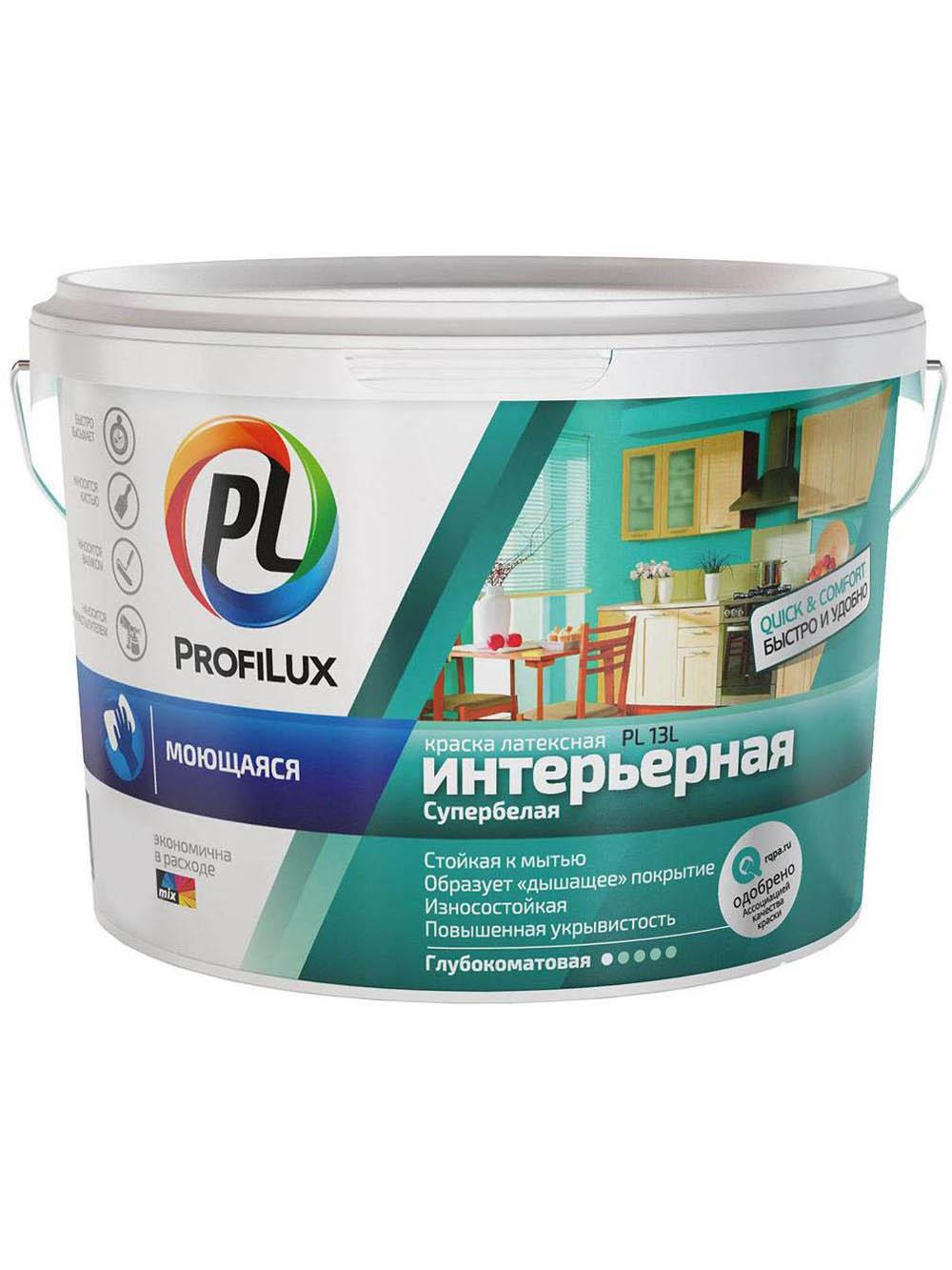 90190663 Краска для стен и потолков для влажных помещений латексная Profilux ВД PL-13L глубокоматовая супербелая база 1 7 кг STLM-0126805 DUFA