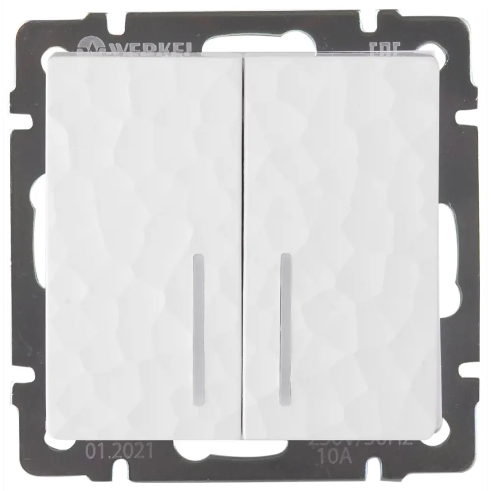 Выключатель проходной встраиваемый Werkel Hammer 2 клавиша с подсветкой цвет белый STLM-2118621