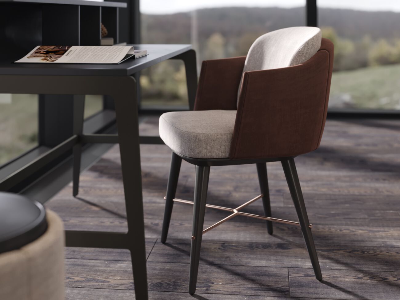 Тканевый стул с подлокотниками PRADDY Natur ARCH-00065818 - Вид №5