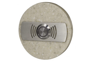 16170452 Интерьерная кнопка звонка с подсветкой круглая, нержавеющая сталь/бежевый, искуссвенный камень, 250 В PDK-252 Zamel