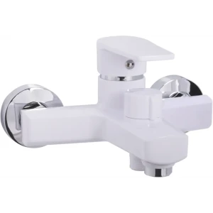 Смеситель для ванны однорычажный с лейкой и шлангом цвет белый