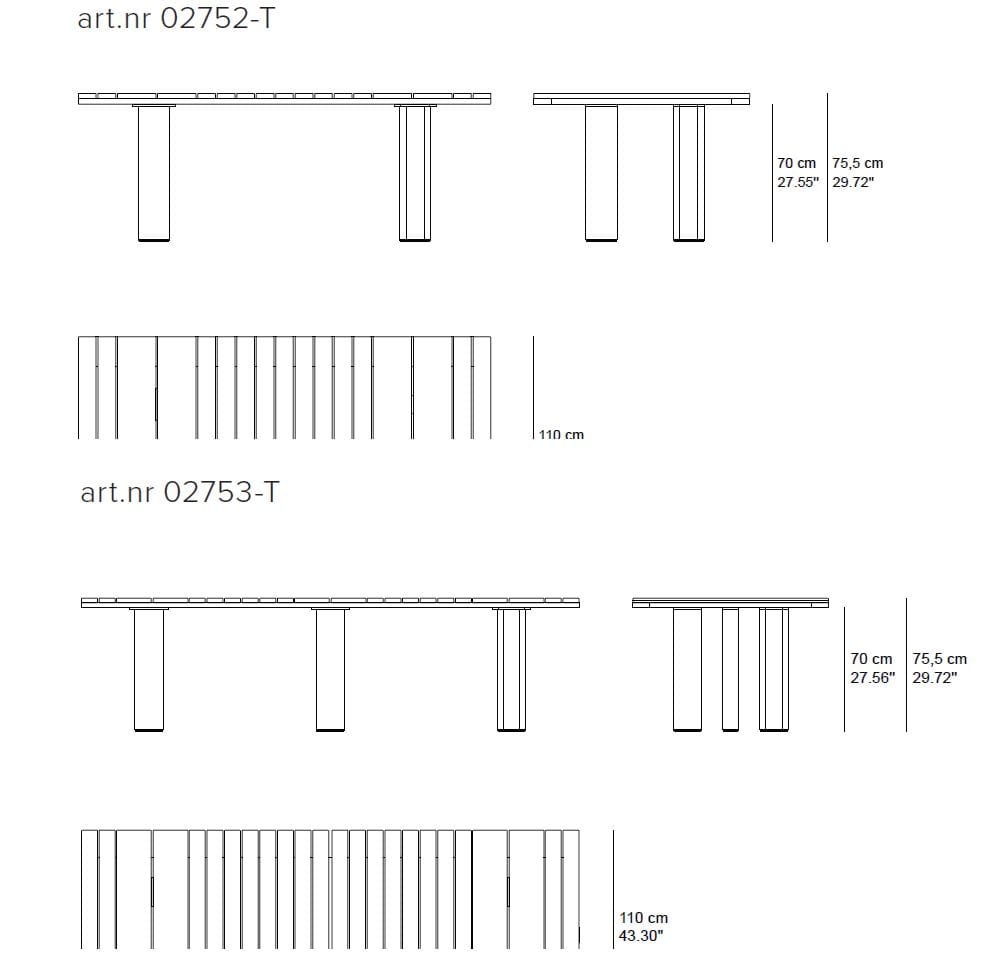 Прямоугольный стол из тикового дерева TRIBÙ Suro ARCH-00100024 - Вид №9