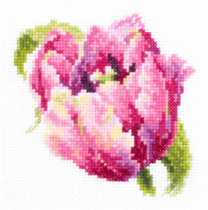 150-013 Розовый тюльпан Набор для вышивания Чудесная Игла 11 х 11 см Чудесная игла