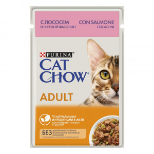 ПР0047568 Корм для кошек с лососем и зеленой фасолью в желе, пауч 85 г Cat Chow