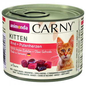 ПР0004566 Корм для котят Carny Kitten говядина, сердце индейки конс. 200г Animonda