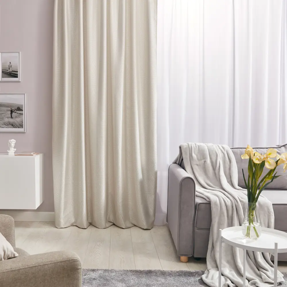 Штора на ленте Руан 200x280 см цвет молочный 84508272 STLM-2155397 MIAMOZA 