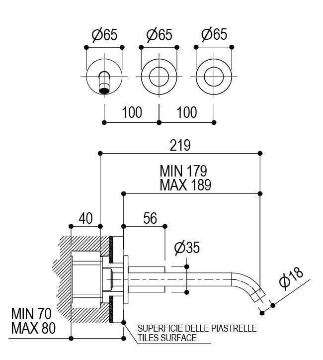 Настенный однорычажный смеситель для раковины Ritmonio Diametro35 ARCH-00091769 - Вид №2
