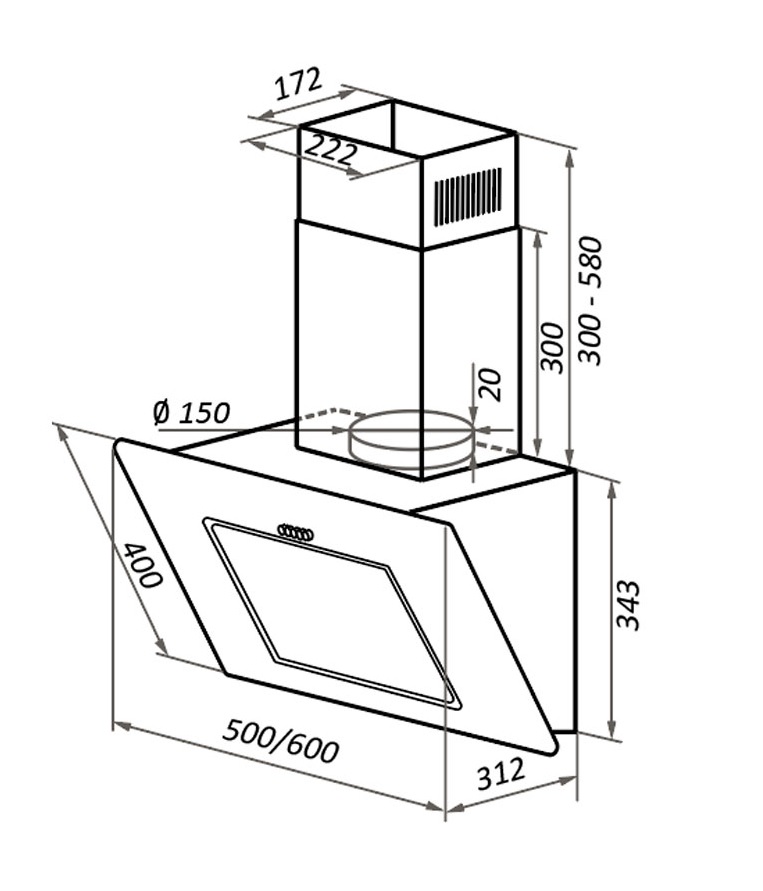 8160076 Вытяжка наклонная HOMSair ELF PUSH 60 белый/белый STDN-0142807 - Вид №11