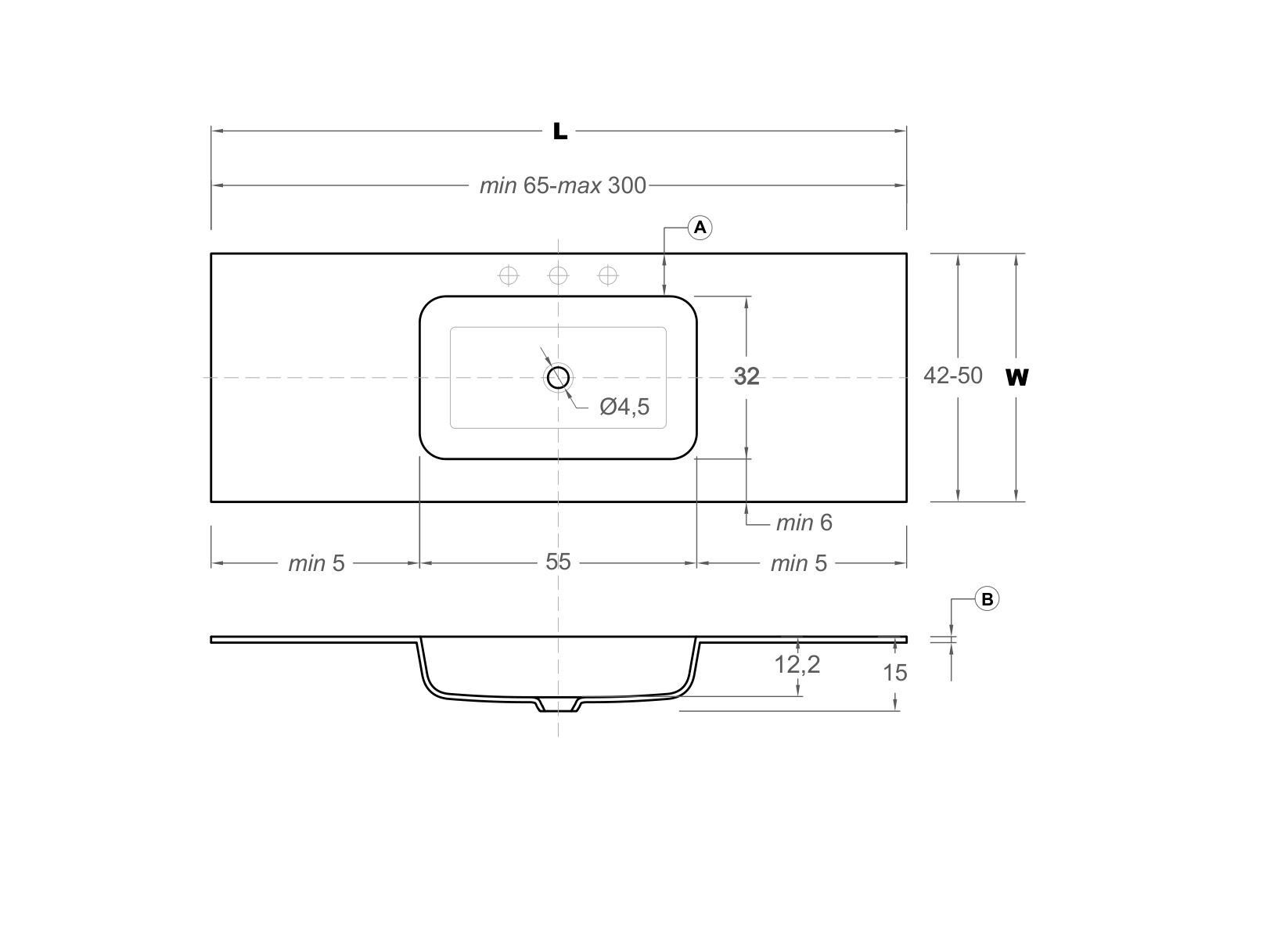 Столешница со встроенной раковиной Inbani QUADRO55 ARCH-00037175 - Вид №2