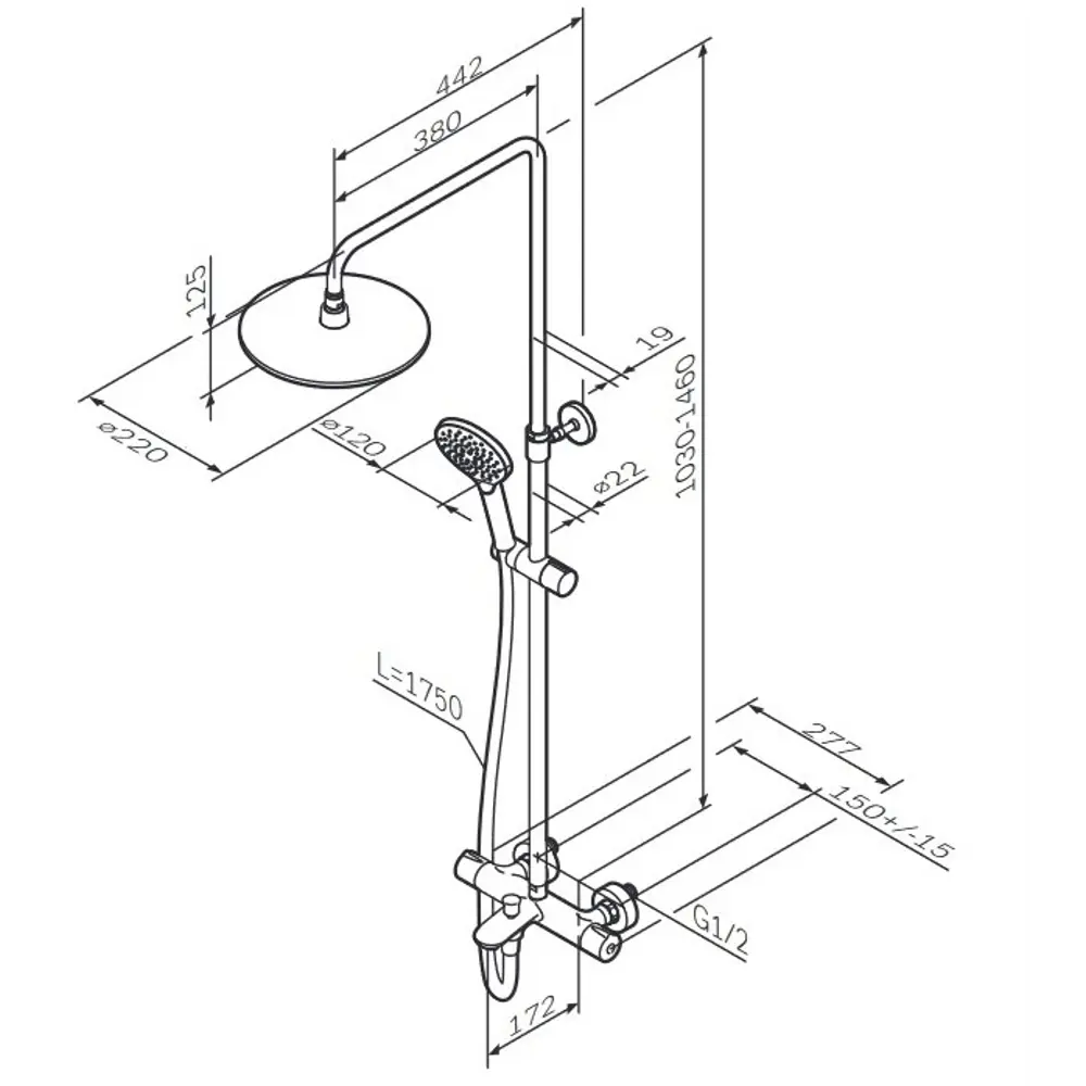 Душевая стойка AM.PM Moxie с термостатом и тремя режимами 87707672 STLM-1543751 - Вид №14