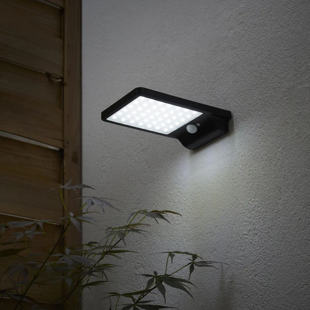 Светильник настенный светодиодный уличный солнечная батарея Inspire «Palms» IP44 датчик движения освещенности цвет черный STLM-2093096 - Вид №1