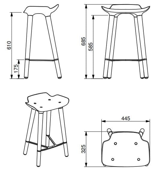 Табурет из дерева и полипропилена Quinze & Milan ARCH-00101580 - Вид №11
