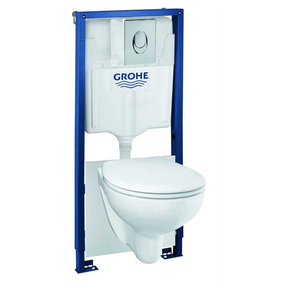Комплект инсталляция Grohe Solido 5в1 39418000 с унитазом безободковым и кнопкой STLM-2140308